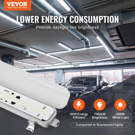 LED drėgmei atsparus šviestuvas VEVOR GT-SFD60-E, 60W