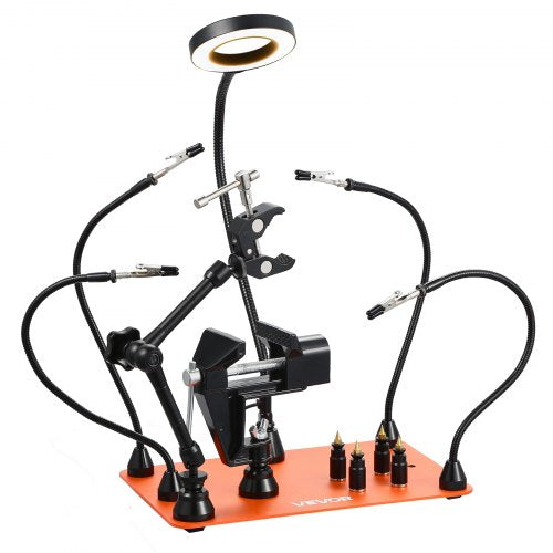 Magnetinis litavimo stovas VEVOR LFS0206, su 4 lanksčiomis rankenomis ir LED lempa