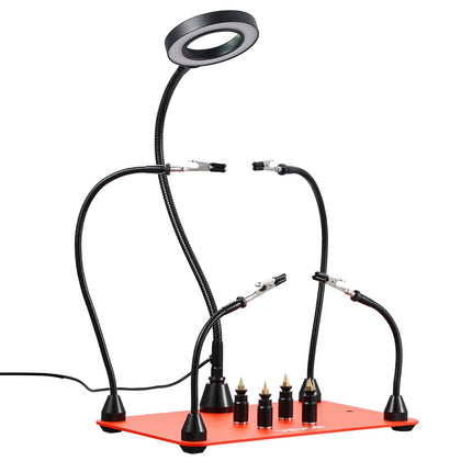 Magnetinis litavimo stovas VEVOR LFS0204, su 3X LED didinamuoju stiklu