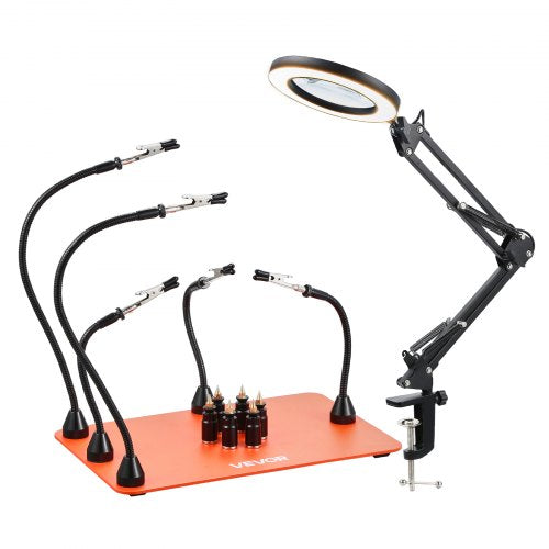 Magnetinis litavimo stovas VEVOR LFS0207, 3X LED padidinimo lempa