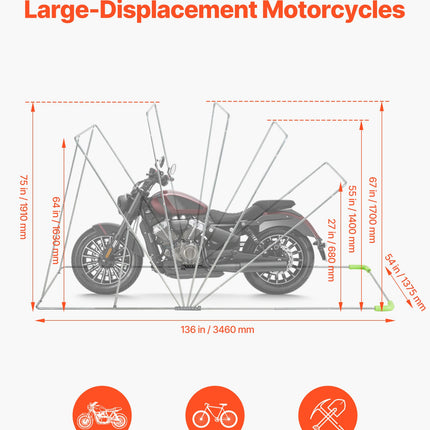 Motociklo pastogė VEVOR KDMTCP-002, 346x137,5x190 cm