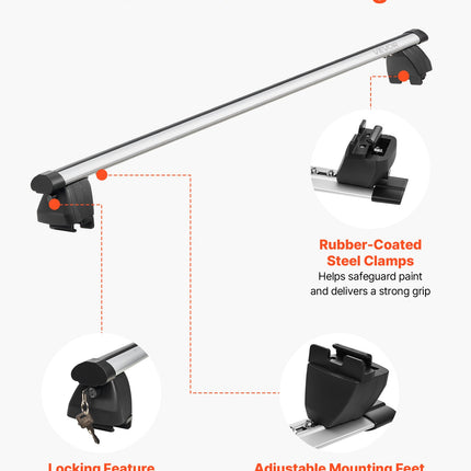 Stogo skersiniai VEVOR HJ-RB021bar+RB015-120CM, 90 kg keliamoji galia