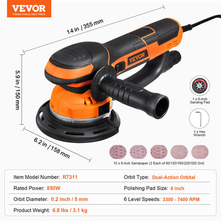 Ekscentrinis šlifuoklis VEVOR R7311, 850W