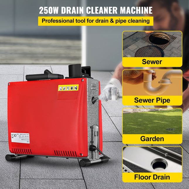 Vamzdžių valymo įrenginys VEVOR Drain Auger, 250W
