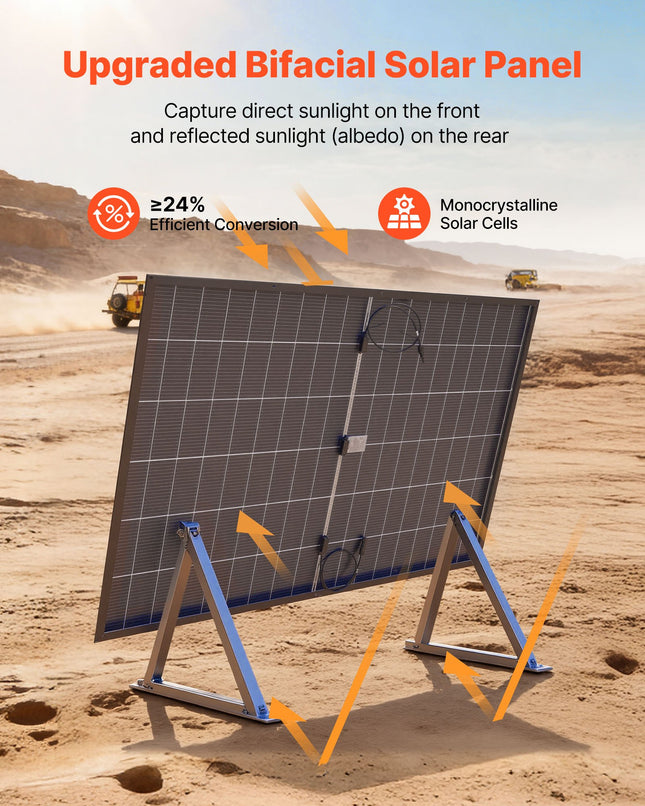 Bifacial saulės moduliai VEVOR S400, 800 W (2 x 400 W)