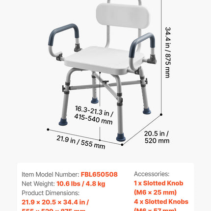 Pasukama dušo kėdė VEVOR FBL650508, 227 kg apkrova