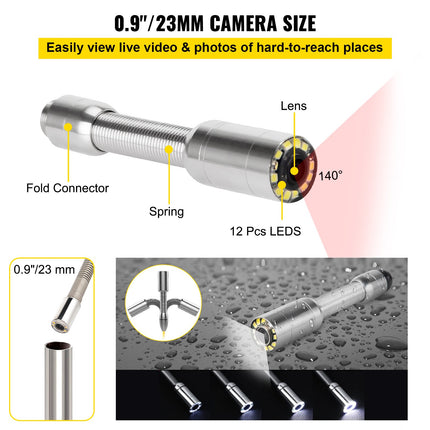 Vamzdynų patikros kamera VEVOR 20M 7Inch, 7 colių LCD ekranas