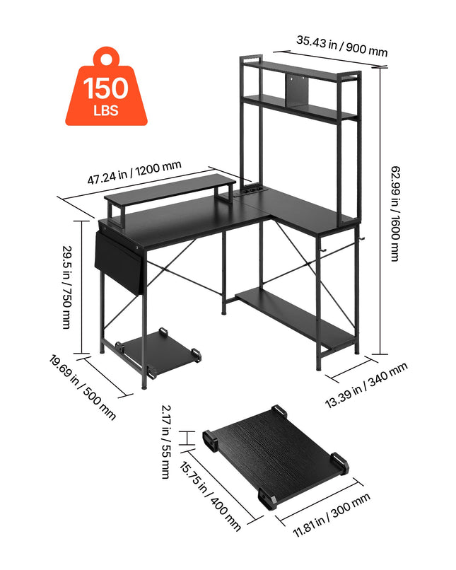 L formos žaidimų stalas VEVOR DX0202, 1,2 m pločio