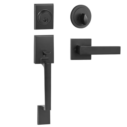 Lauko durų rankenos ir spynos komplektas VEVOR DT1103-BLK, matinė juoda