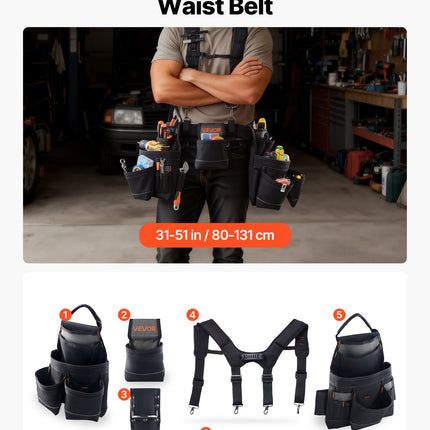 Įrankių diržas VEVOR DWSS2503, 19 kišenių
