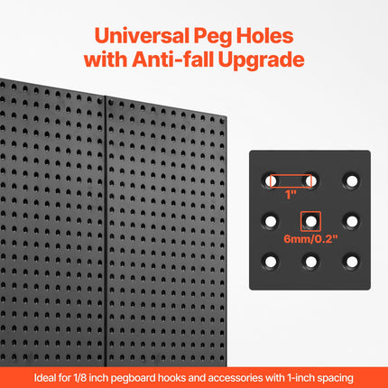 Metalinės perforuotos sienelės VEVOR SKU1-PEGBOARD KIT, 61 x 30 cm, 2 vnt.