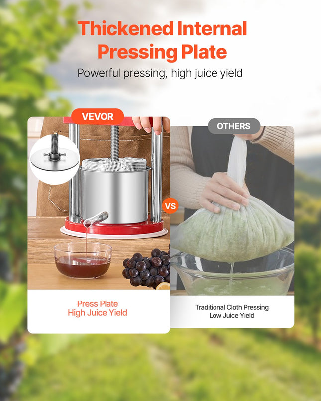Vaisių ir vyno presas VEVOR FP1.5-S, 1,65 l talpa