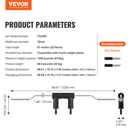 Saugus pritūpimų grifas VEVOR YQ-002, 675 kg apkrova