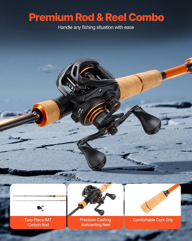 Meškerės ir ritės komplektas VEVOR V1-652B-MF-L, 2 m