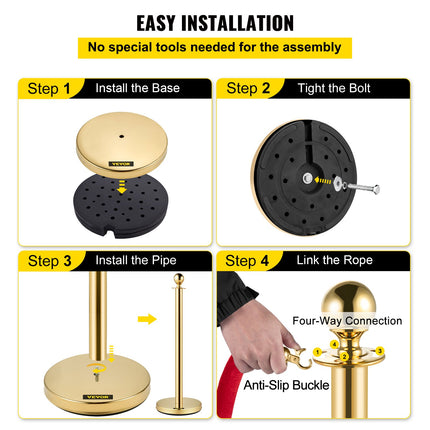 Eilių valdymo atitvarai VEVOR Gold Round Top, 2 vnt. komplektas