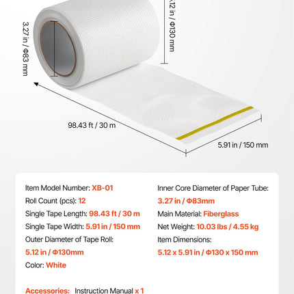 Gipso kartono tinklelis VEVOR XB-01, 150 mm x 30 m, 12 vnt.