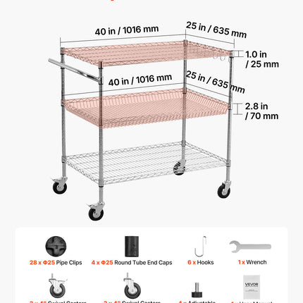 Virtuvinis vežimėlis VEVOR LX-C9393, 454 kg apkrova