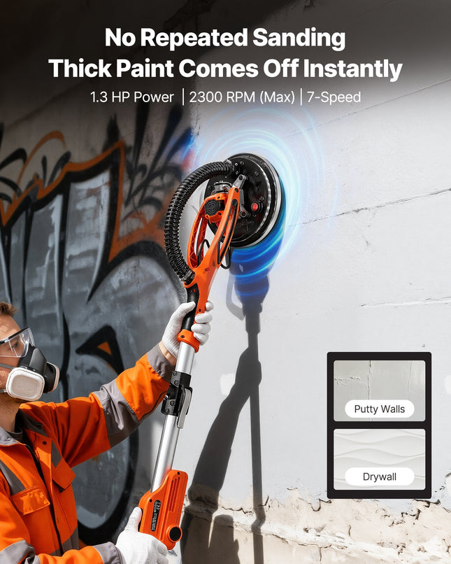 Gipso kartono šlifuoklis VEVOR WS225-KCL, 950 W.