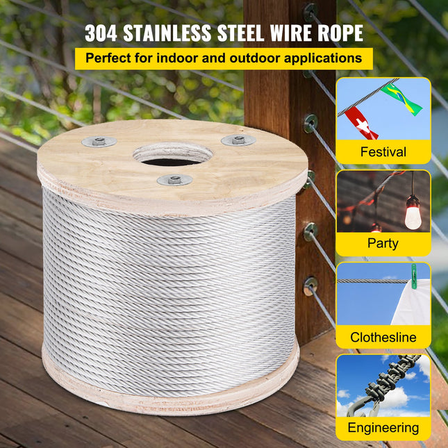 Plieninis trosas VEVOR 304 Stainless Steel, 76 m ilgio
