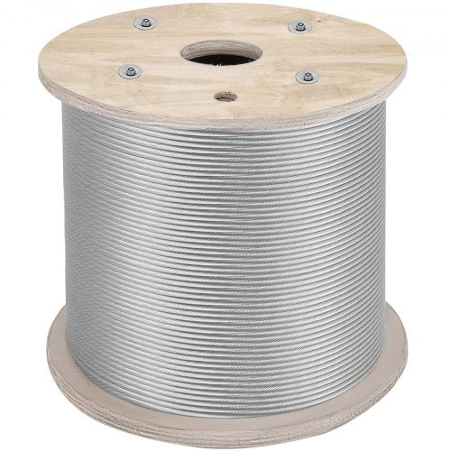Plieninis trosas VEVOR T304 7x19, 6.4 mm x 61 m