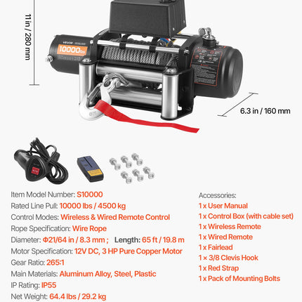 Elektrinė gervė VEVOR S10000, 4500 kg
