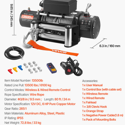Elektrinė gervė VEVOR 13500lb, 6100 kg keliamoji galia