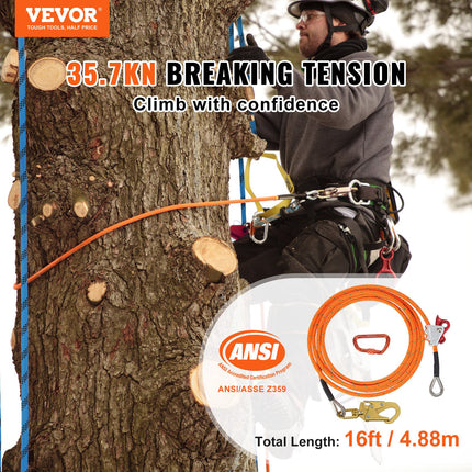 Arboristinis saugos lynas VEVOR ROPE-G-127-16, 4,8 m