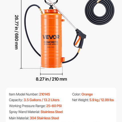 Pramoninis betono purkštuvas VEVOR 21014S, 14 l