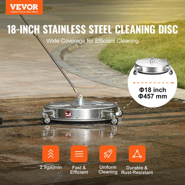 Aukšto slėgio plovimo įrenginio paviršių valiklis VEVOR BS18S, 45,7 cm (18"), 4000 PSI