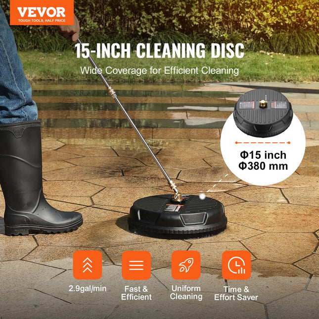 Aukšto slėgio plovimo įrenginio paviršių valiklis VEVOR DD15P-1, 38 cm, 4000 PSI