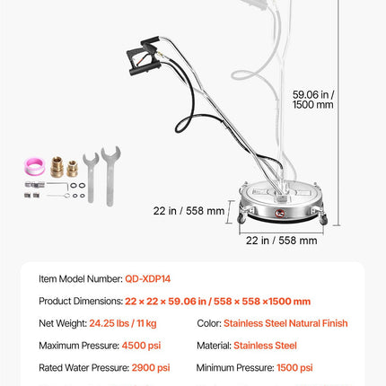 Paviršių valymo įrenginys VEVOR QD-XDP14, 56 cm