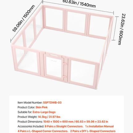 Šunų atsivedimo dėžė VEVOR SSPTDWB-03, 1,54x1,5x0,6 m