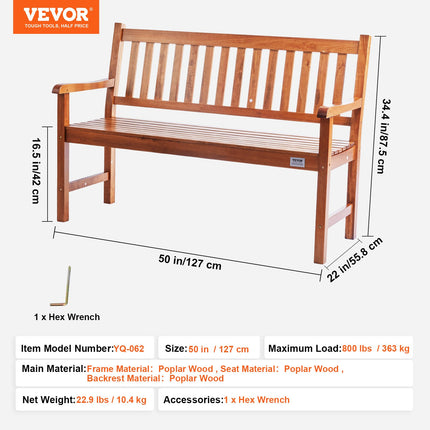 Lauko suolas VEVOR YQ-062, 127 cm ilgio