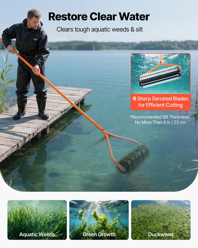 Ežero piktžolių ir dumblo naikintuvas VEVOR DBS-14.1ft, 4,3 m ilgio