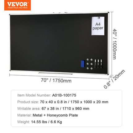 Kreidinė lenta VEVOR 70x40 colių, magnetinis paviršius