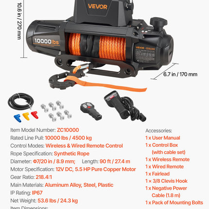Elektrinė gervė VEVOR ZC10000, 4500 kg