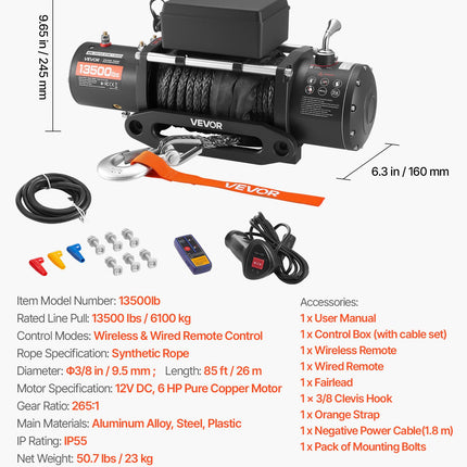 Elektrinė gervė VEVOR 13500lb, 6100 kg galia