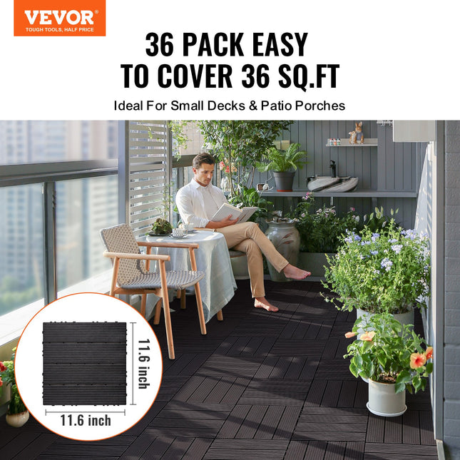 Plastikinės terasos plytelės VEVOR ALSL300-300-36(sz), 36 vnt. (3,34 m²)