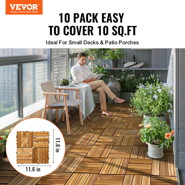 Medinės terasos plytelės VEVOR ALZM300-300-10, 10 vnt. komplektas