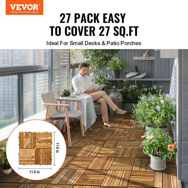 Medinės terasos plytelės VEVOR ALZM300-300-27, 27 vnt. komplektas