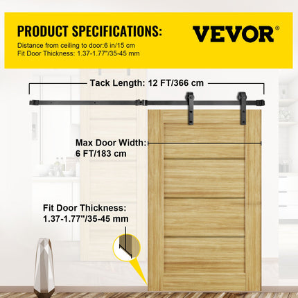 Stumdomų durų mechanizmas VEVOR VV-HDGCDGM-SMDGJX12FT, 366 cm