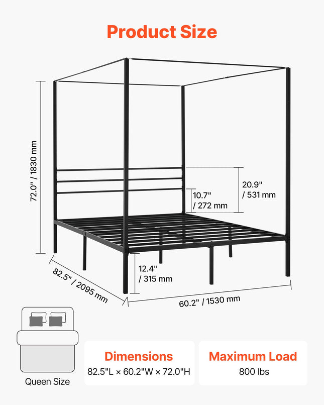 Lova su baldakimu VEVOR SSHGC-01, 153x210 cm
