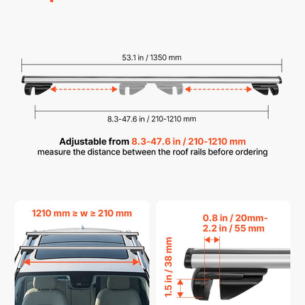 Stogo skersiniai VEVOR HJ-RB890-135CM, 75 kg keliamoji galia