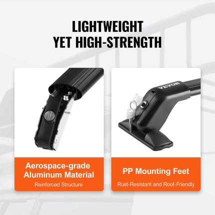 Universali stogo bagažinės skersinių sistema VEVOR HJ-RB017, 70 kg keliamoji galia