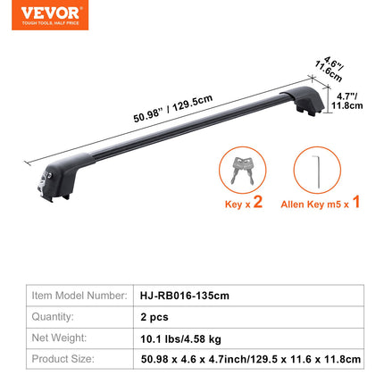 Universalūs stogo skersiniai VEVOR HJ-RB016-135CM, 90 kg keliamoji galia