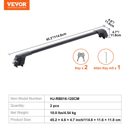 Universalūs stogo bagažinės skersiniai VEVOR HJ-RB016-120CM, iki 120,9 cm