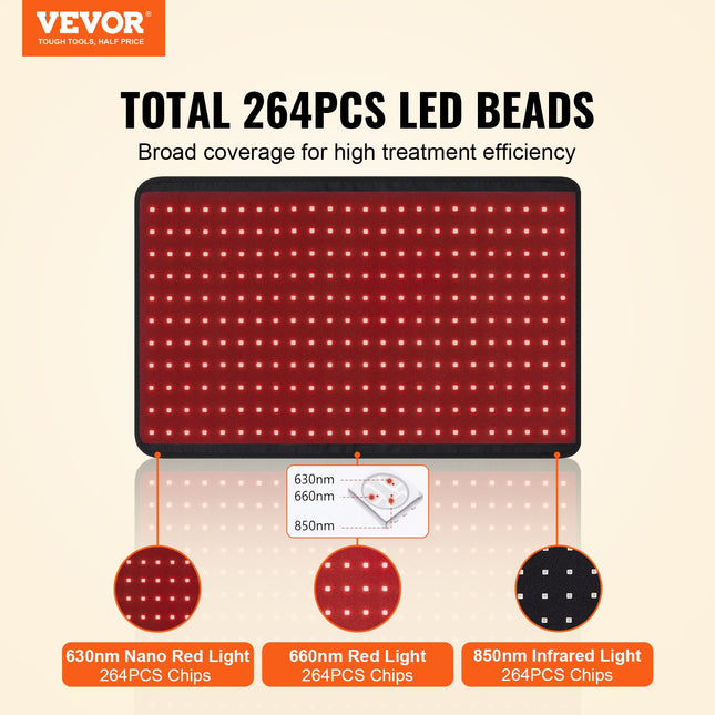 Raudonos šviesos terapijos kilimėlis VEVOR BRL-1140, 264 LED