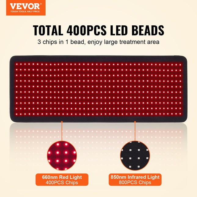 Raudonos šviesos terapijos kilimėlis VEVOR PLR-10S, 400 LED