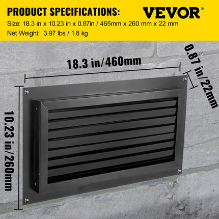 Pamatų ventiliacijos grotelės nuo potvynių VEVOR FHTFKSXTF-16''x8'', 406 x 203 mm