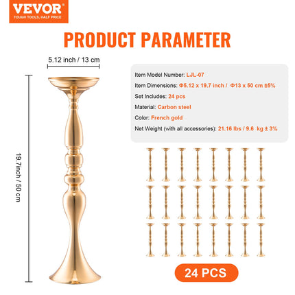 Vestuvinės gėlių vazos VEVOR LJL-07, 24 vnt., 50 cm aukščio